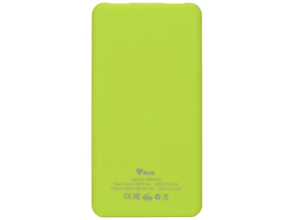 Портативное зарядное устройство «Reserve» с USB Type-C, 5000 mAh, зеленое яблоко