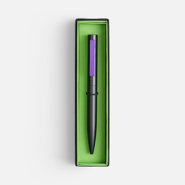 Ручка шариковая Inkolor в футляре, черная с фиолетовым