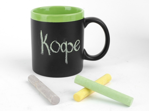 Кружка с покрытием для рисования мелом «Да Винчи», черный/зеленый