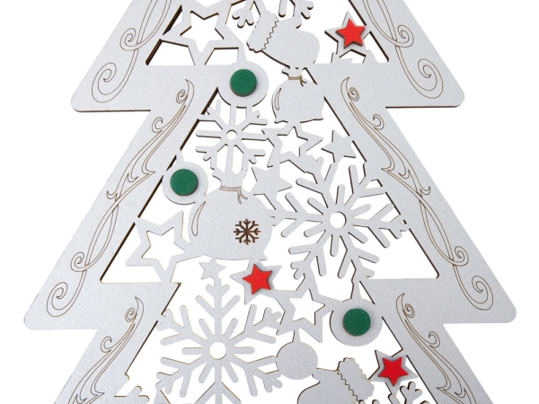 Шкатулка из фанеры в виде елки "Firytale" , серебристая