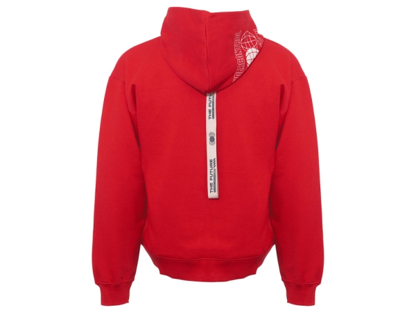 Толстовка оверсайз с капюшоном на молнии «Monaco», красный, лейбл, бренд тайп и термотрансфер