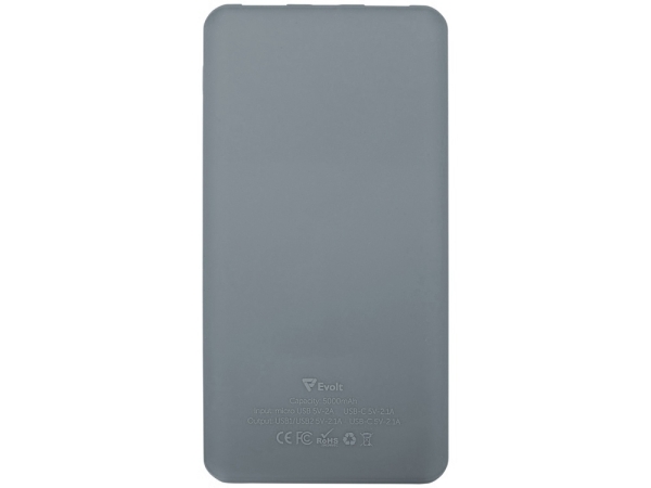 Портативное зарядное устройство «Reserve» с USB Type-C, 5000 mAh, серый