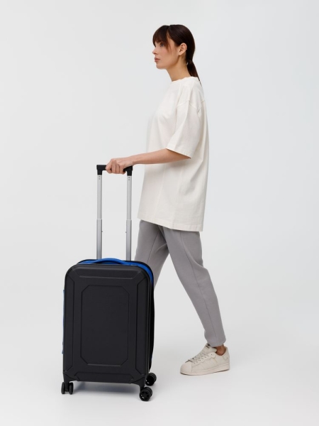 Чемодан Platta, черный с синим