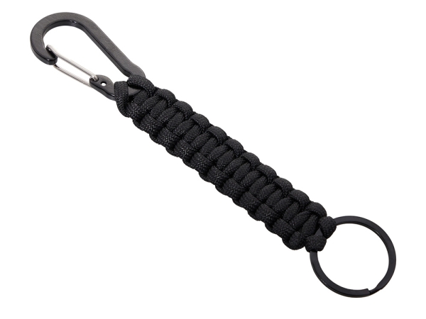Брелок-веревочка "Austere" с карабином и кольцом, черный