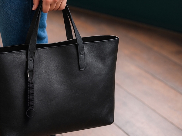 Брелок-веревочка "Austere" с карабином и кольцом, черный