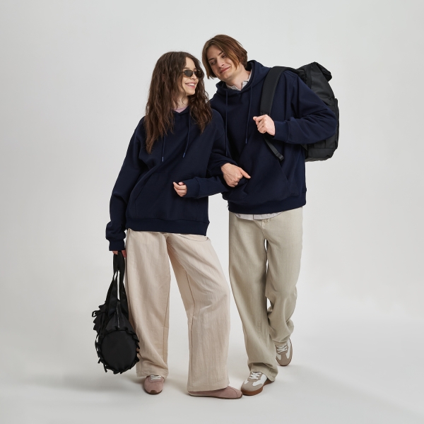 Худи релакс унисекс ADVENTURE, темно-синий, размер M/L