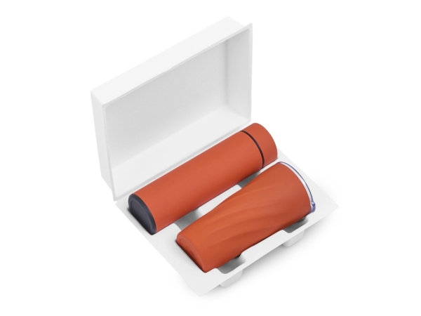 Подарочный набор "FAMILY" с термосом и термокружкой, оранжевый