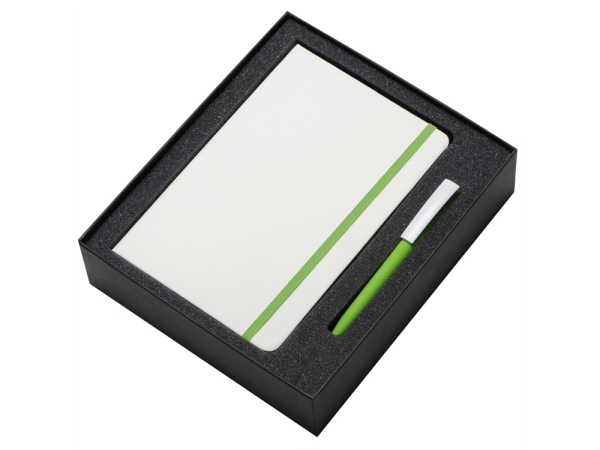 Подарочный набор «Jacque white» 2.0. с ручкой и блокнотом, зеленое яблоко