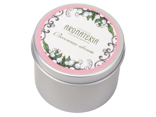 Набор: платок «Ландыши» и свеча «Весенние цветы»