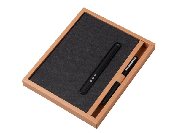 Набор блокнот А5 с магнитным держателем для ручки и подставкой для телефона и металлической шариковой ручкой "NotaBene", черный