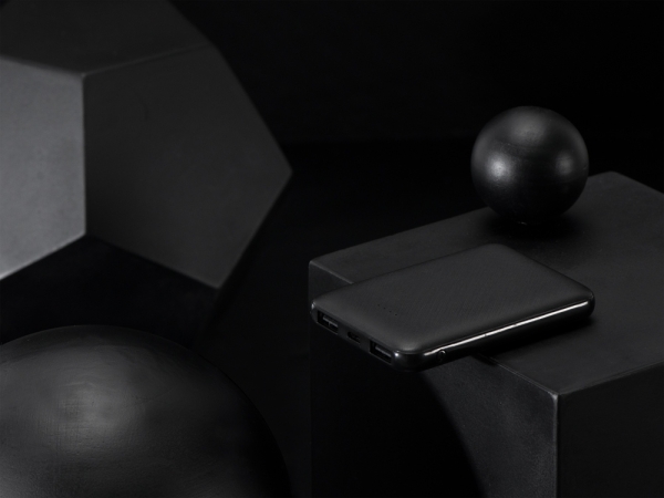 Портативное зарядное устройство"Grind", 5000 mAh, черный