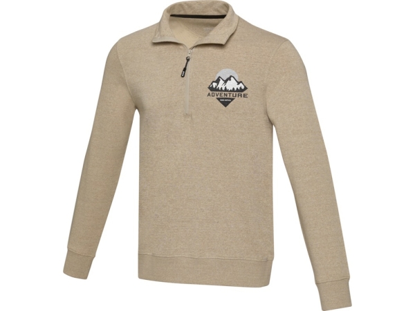 Tin унисекс-свитер с молнией на четверть из переработанных материалов Aware™ - Oatmeal