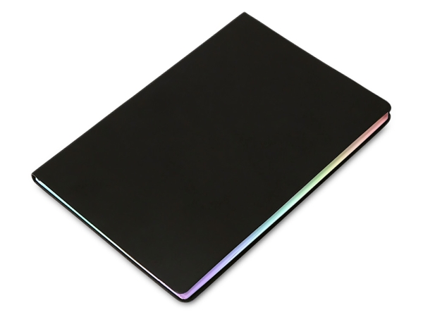 Блокнот А5 в гибкой обложке "Fellini" с голографическим срезом, черный