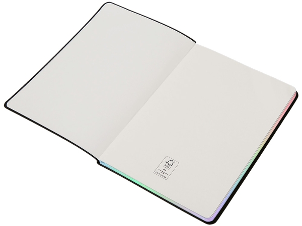 Блокнот А5 в гибкой обложке "Fellini" с голографическим срезом, черный