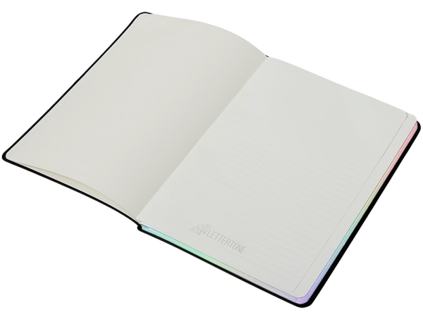 Блокнот А5 в гибкой обложке "Fellini" с голографическим срезом, черный