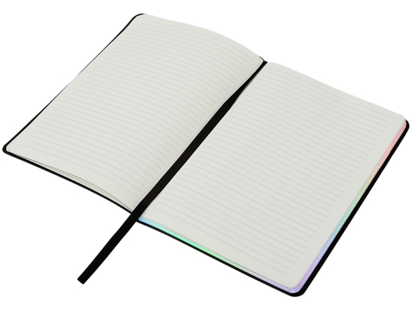 Блокнот А5 в гибкой обложке "Fellini" с голографическим срезом, черный