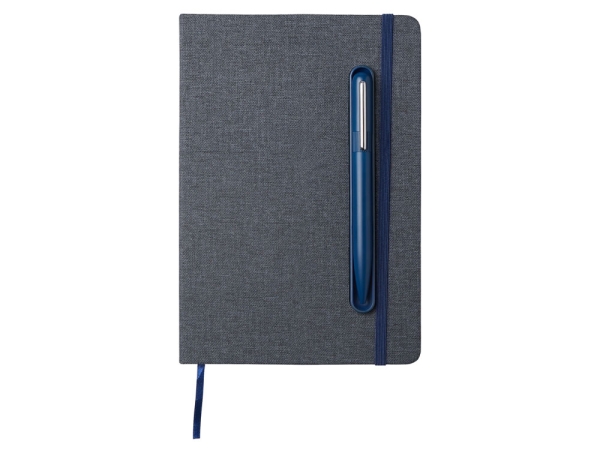 Набор блокнот А5 с магнитным держателем для ручки и подставкой для телефона и металлической шариковой ручкой "NotaBene", темно-синий