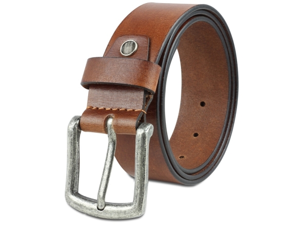 Ремень KLONDIKE Creek, односторонний, натуральная воловья кожа, цвет коньячный, 120 х 4 см