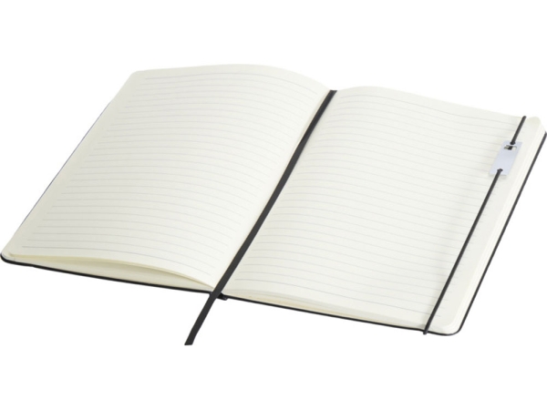 Набор Legato Elegance из блокнота формата А5 в твердой обложке и ручки-роллера, черный/белый