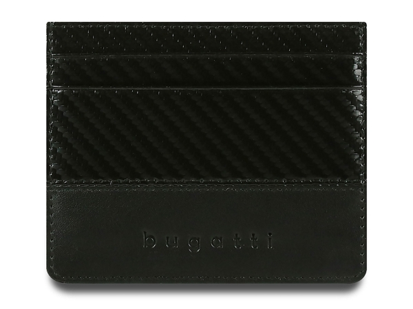 Портмоне для кредитных карт BUGATTI КОМЕТА | COMET, с защитой данных RFID, черное, натуральная воловья кожа, 10,2х0,2х8,2 см