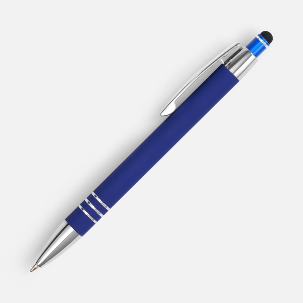 Ручка шариковая Sansen Soft Touch со стилусом, синяя