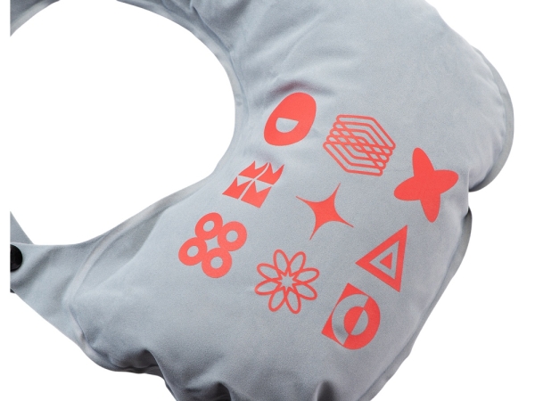 Подушка под шею с помпой Push, серый (термотрансфер)