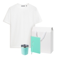Набор с одеждой KRIS (футболка, термокружка, ежедневник, ручка), мятный/аква, S Набор с одеждой KRIS (футболка, термокружка, ежедневник, ручка), мятный/аква, S