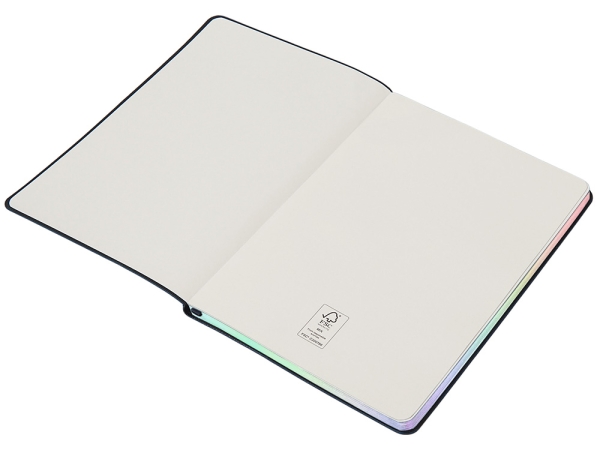 Блокнот А5 в гибкой обложке "Fellini" с голографическим срезом, темно-синий