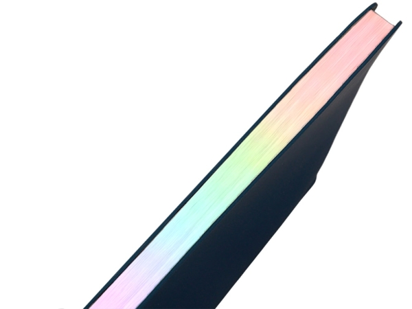 Блокнот А5 в гибкой обложке "Fellini" с голографическим срезом, темно-синий