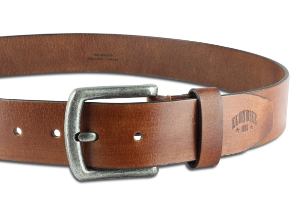 Ремень KLONDIKE Creek, односторонний, натуральная воловья кожа, цвет коньячный, 130 х 4 см