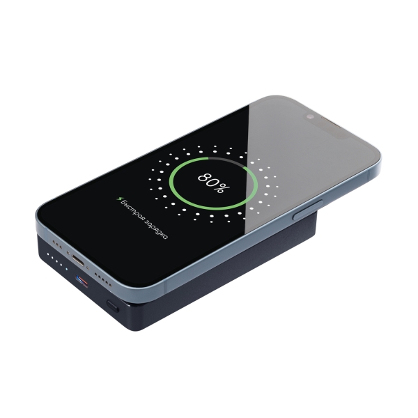 Внешний аккумулятор Atlantis PD Plus 10000mAh с функцией беспроводной зарядки 15W, синий