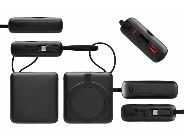 Магнитный беспроводной внешний аккумулятор c подсветкой лого «Энчант», 10000 мАч, черный