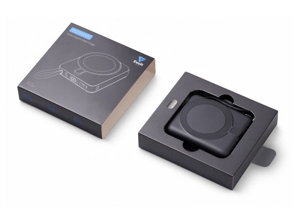 Магнитный беспроводной внешний аккумулятор c подсветкой лого «Энчант», 10000 мАч, черный