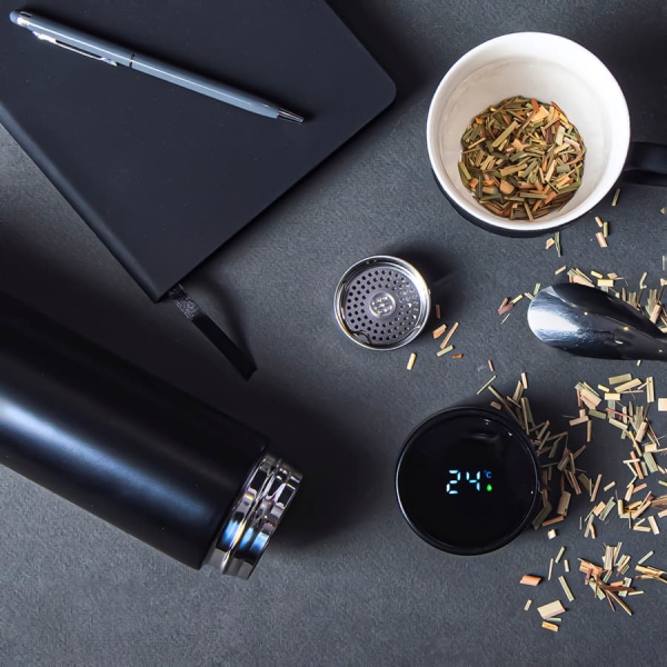 Термос THERMO с ситечком и индикатором температуры, 500 мл