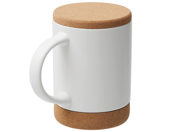 Кружка 450 мл с пробковым дном с крышкой "Корк & Бон", белый