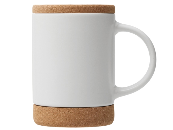 Кружка 450 мл с пробковым дном с крышкой "Корк & Бон", белый