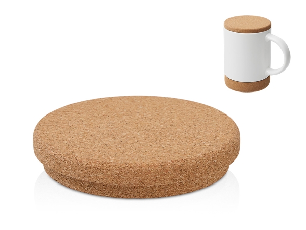 Кружка 450 мл с пробковым дном с крышкой "Корк & Бон", белый