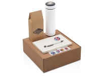 Подарочный набор с термосом, блокнотом, ручкой и чаем, белый Подарочный набор с термосом, блокнотом, ручкой и чаем, белый