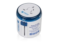 Адаптер Travel Blue Twist & Slide Travel Adaptor, голубой/белый Адаптер Travel Blue Twist & Slide Travel Adaptor, голубой/белый