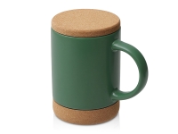 Кружка 450 мл с пробковым дном с крышкой "Корк & Бон", глубокий зеленый