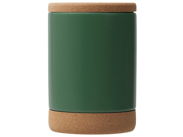 Кружка 450 мл с пробковым дном с крышкой "Корк & Бон", глубокий зеленый