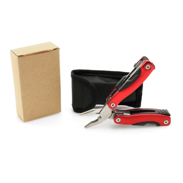 Мультитул BLAUDEN, нержавеющая сталь, пластиковая ручка, 12 функций, красный