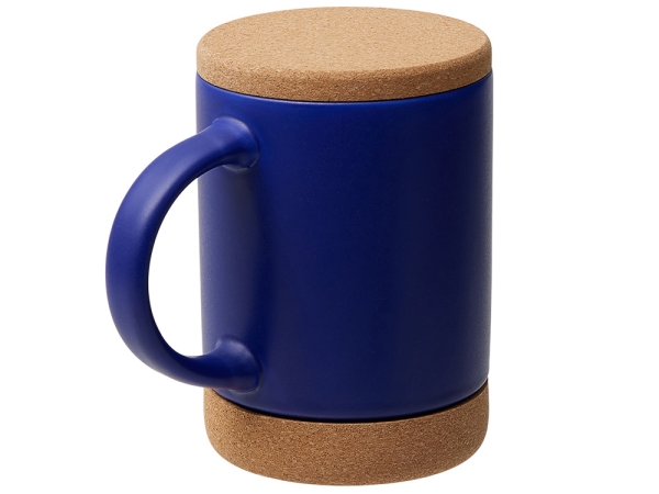 Кружка 450 мл с пробковым дном с крышкой "Корк & Бон", глубокий синий