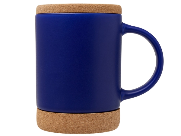Кружка 450 мл с пробковым дном с крышкой "Корк & Бон", глубокий синий