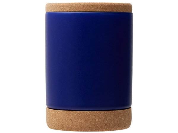 Кружка 450 мл с пробковым дном с крышкой "Корк & Бон", глубокий синий