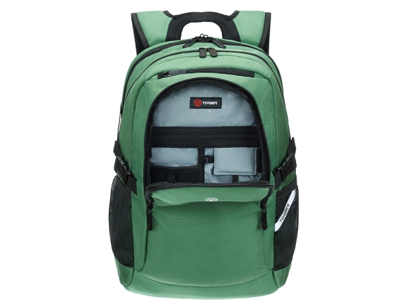 Рюкзак TORBER МЕГАПОЛИС с отделением для ноутбука 16", зеленый, полиэстер, 47 х 34 x 28 см
