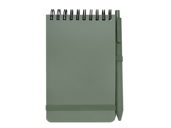 Блокнот Thalaasa формата А6 в твердой обложке из океанического пластика с шариковой ручкой - Зеленый яркий