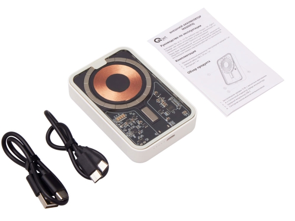 Беспроводной магнитный внешний аккумулятор с QC\PD «MagnifIQ», 10000 мАч, 15 Вт, белый