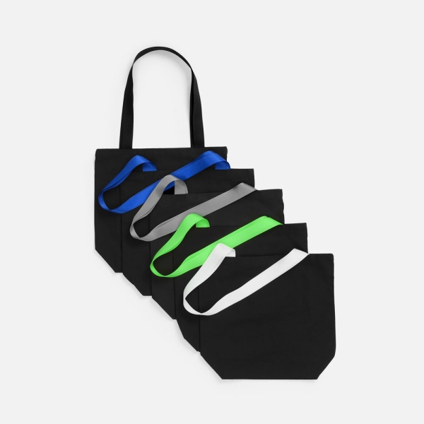 Шопер B5, черный с широкими белыми ручками