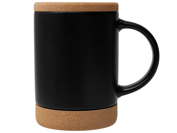 Кружка 450 мл с пробковым дном с крышкой "Корк & Бон", черный